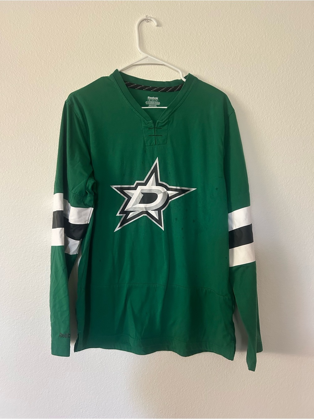 Dallas Stars Green Reebok Hockey Long Sleeve Tshirt Medium